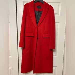 BCBGMaxAzria Vibrant Red "Madelyn" Wool Blend Long Coat Size M